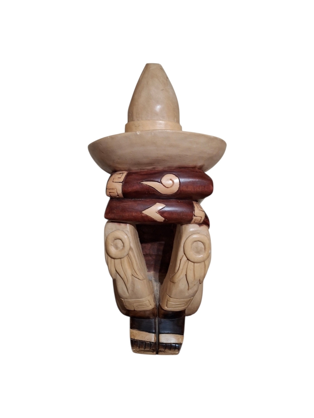 Hand Carved Wood Mexican Sombrero Man Taking a Siesta Folkart Hispanic Figurine